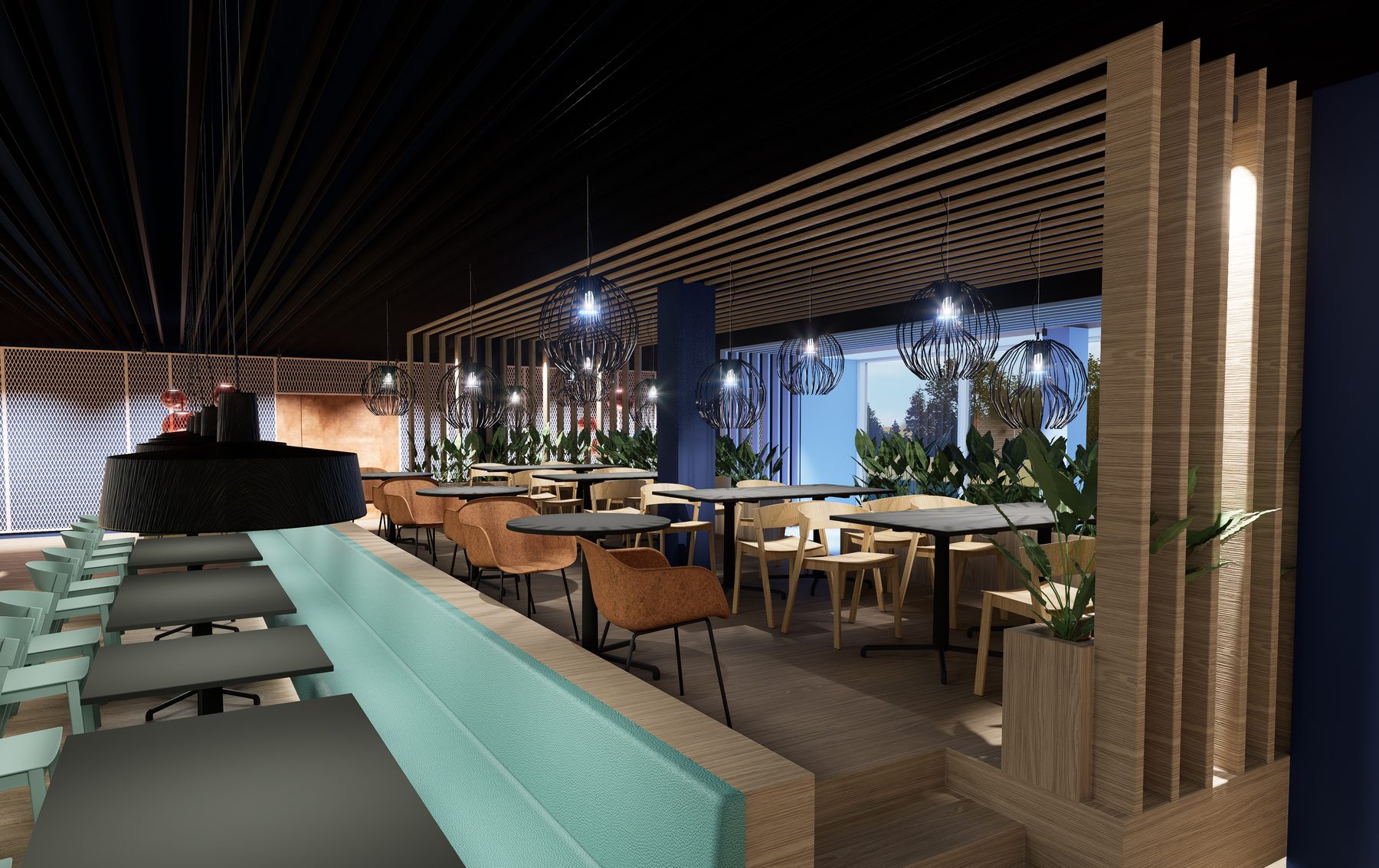 Rendering Detail Lounge-Beleuchtung Gastronomie